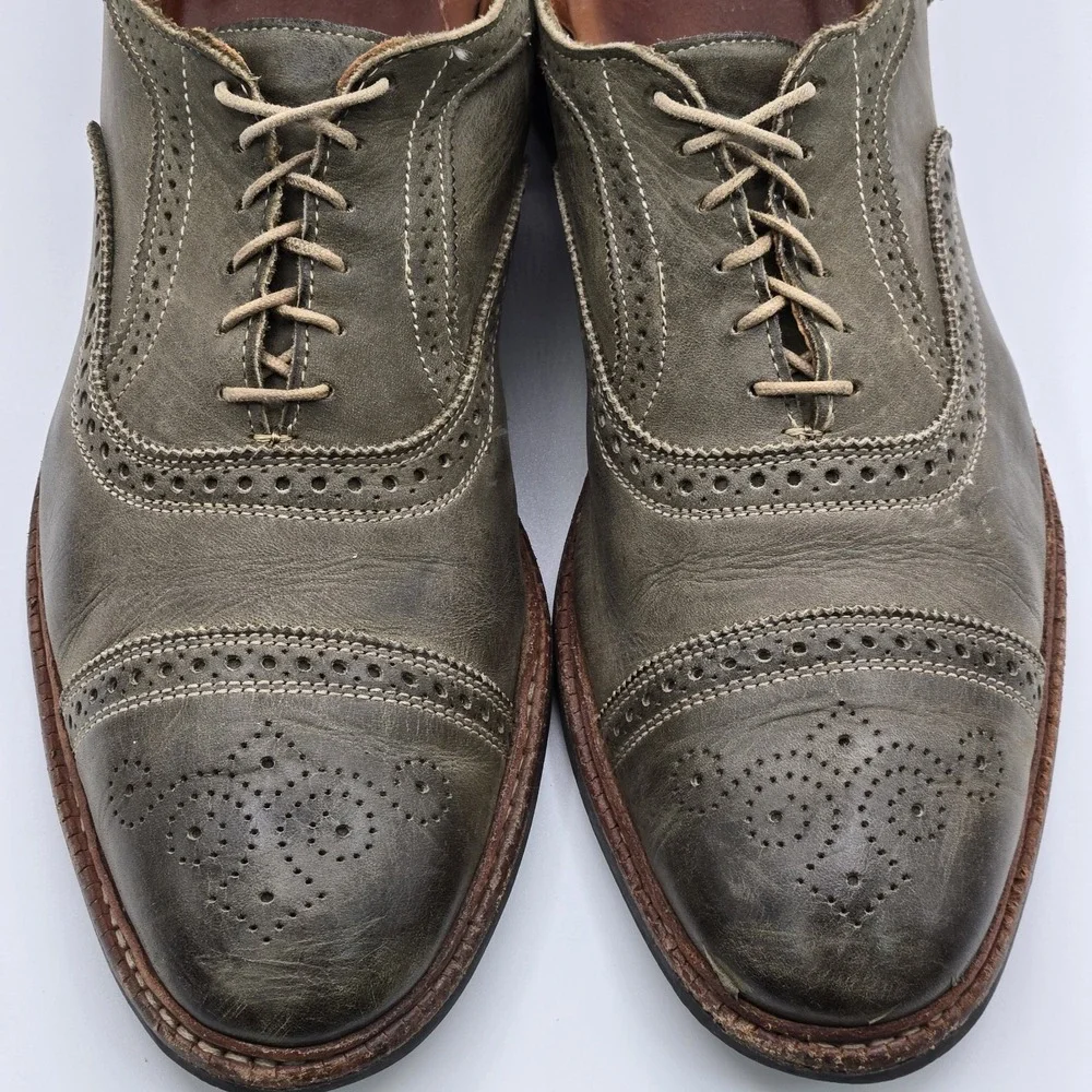 Allen Edmonds Mens 15 Olive Green Cap Toe Brogue Oxford Dress Shoes Dainite USA